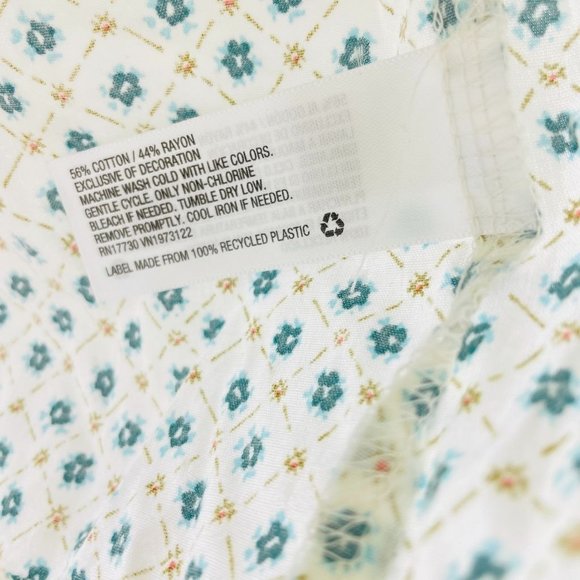 Universal Thread Women Top Large L Long Sleeve Tie Front Blouse White Floral New - Picture 7 of 8